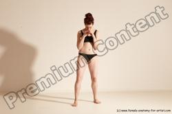 Underwear Martial art Woman White Moving poses Slim medium brown Dynamic poses Academic